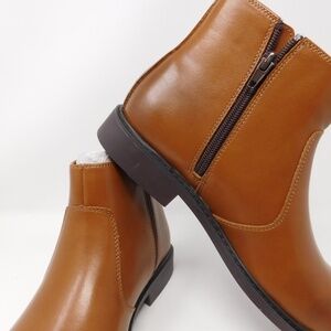 Alfani Liam Side Zip Men's Boots Pull-On Round Toe Shoes Brown Chelsea Size7 NIB